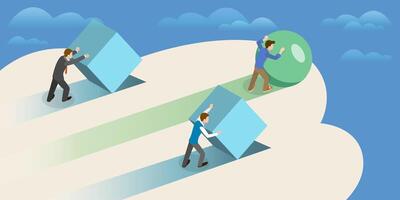 3D Isometric Flat Conceptual Illustration of High Efficiency Strategy vector