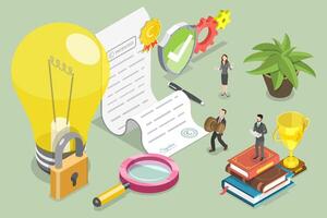 3D Isometric Flat Conceptual Illustration of Copyright and Intellectual Property Protection vector