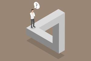 3D Isometric Flat Conceptual Illustration of Penrose Triangle vector