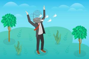 3D Isometric Flat Conceptual Illustration of Open Mind vector