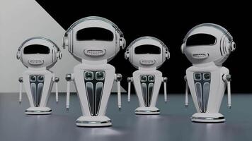 Five robots rolling on the surface animation video