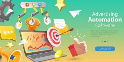 3D Conceptual Illustration of Advertising Software Automation vector