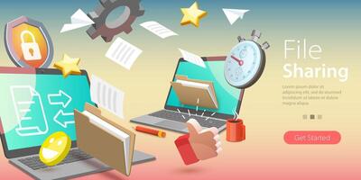 3D Conceptual Illustration of Digital Document Transfer vector
