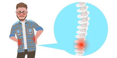3D Isometric Flat Conceptual Illustration of Man with Back Pain. vector