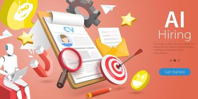 3D Conceptual Illustration of AI Hiring vector