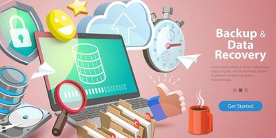 3D Conceptual Illustration of Data Recovery Service vector