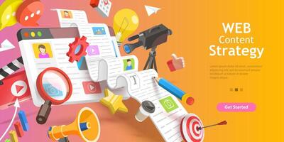 3D Conceptual Illustration of Contect Creating Strategy vector