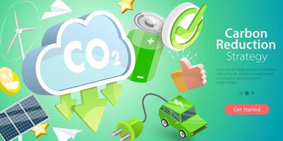 3D Conceptual Illustration of Carbon Reduction Strategy vector