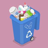3D Isometric Illustration of Container for Expired and Unused Drugs. vector