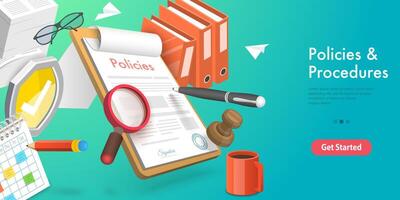 3D Conceptual Illustration of Policies and Procedures vector