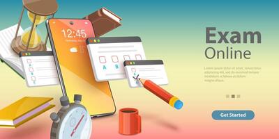 Online Exam, Internet Quiz or Survey, Distant Education, Questionnaire Form. vector