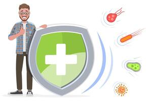 Boost the Immune System, Protection Against Virus Germs and Bacteria. vector