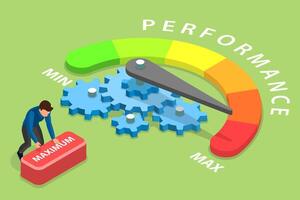 3D Isometric Flat Conceptual Illustration of Efficient Performance Management System vector