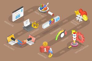 3D Isometric Conceptual Illustration of Search Engine Optimization. vector