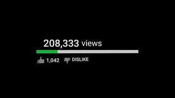 Social Media Views and Like Counting YouTube 1 Million Views Counter Like Increasing Views And Likes Alpha Channel. 4K Resolution video