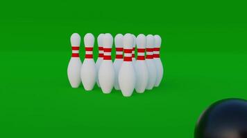 bowling ball game animation with green screen background video