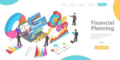 3D Isometric Flat Conceptual Illustration of Financial Planning. vector