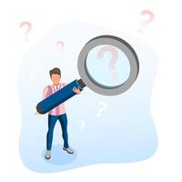 3D Isometric Flat Conceptual Illustration of Searching for Solution. vector