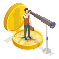 3D Isometric Conceptual Illustration of Searching For Business Strategy. vector