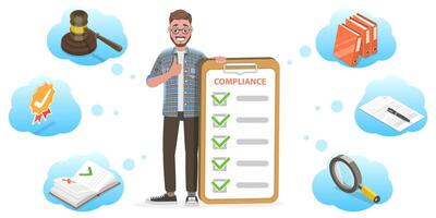 3D Isometric Flat Conceptual Illustration of Regulatory Compliance. vector