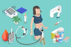3D Isometric Flat Conceptual Illustration of Endocrinology. vector