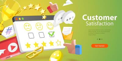 3D Conceptual Illustration of Client Satisfaction vector
