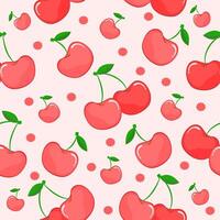 seamless pattern with hand drawn cherry image in flat style vector