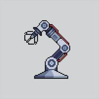 Logistic Industrial Claw Robot pixelated for the pixel art game and icon for website and game. old school retro. vector