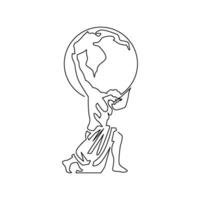 continuous mono line drawing of abstract atlas vector