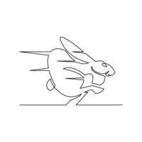 continuous mono line drawing of abstract running rabbit vector