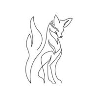 continuous mono line drawing of abstract fox vector