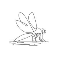 continuous mono line drawing of abstract dragonfly vector