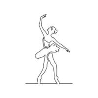 continuous mono line drawing of abstract ballerina vector