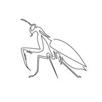 continuous mono line drawing of abstract mantis vector