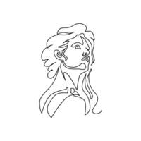 continuous mono line drawing of abstract ancient lady vector