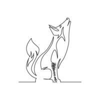 continuous mono line drawing of abstract wolf vector