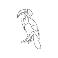 continuous mono line drawing of abstract toucan vector
