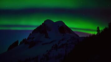 Aurora Borealis Over Snow-Capped Mountain - Time-Lapse video