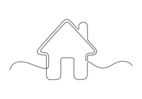 One line drawing home icon. Single line art home. Pro illustration vector