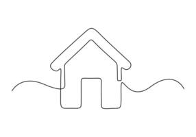 Home inside heart continuous line drawing premium illustration vector