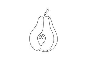 Single line drawing pear fruits. One line art pear. Pro illustration vector