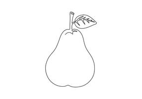 Pear continuous line outline drawing. Single line drawing pear. Delicious fruits concept digital illustration vector