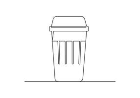 Paper coffee mug continuous one line drawing. Single line art digital illustration vector