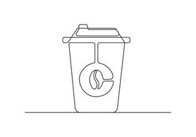 Coffee cup one line art. Coffee drink made of single continuous line drawing. Coffee to go concept, for fast food cafe design. Digital illustration vector