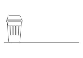 Paper coffee mug in one continuous line drawing. Digital illustration vector