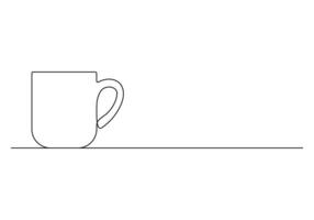 Coffee mug continuous line drawing digital illustration vector