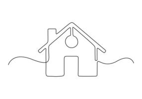 Home icon continuous one line drawing, Single line art home. Digital illustration vector