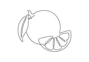 Orange continuous line drawing. Single line art digital illustration vector