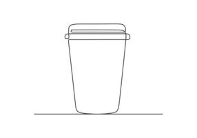 Coffee cardboard cup one line drawing. Empty cardboard boxes, bags for takeaway food continuous single line illustration vector