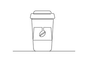 Paper Cup of juice, tea or coffee. Coffee drink made of one continuous line. Coffee to go concept, for fast food cafe design. vector